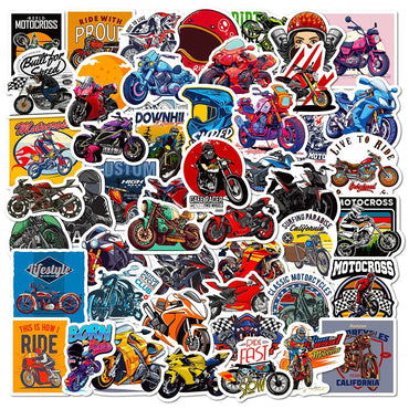 10/30/50pcs Classic Motorcycle Stickers Mountain Bike Decals Laptop Suitcase Notebook Motorcycle Cool Waterproof Sticker Toys (ONLINE ORDER ONLY)