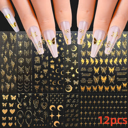 12 Sheets Valentines Nail Stickers Red Heart Nail Art Sticker Decal Solid Hollow Heart 3D Self-Adhesive Design Nail Art Supplies (ONLINE ORDER ONLY)
