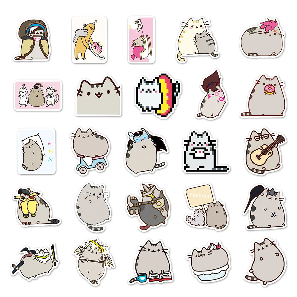 10/30/50PCS Kawaii Chunky Cat Stickers Cute Animal DIY Toy For Kids Stationery Notebook Phone PVC Waterproof Sticker Decorative (ONLINE ORDER ONLY)