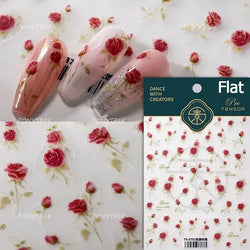 Rose Flower Garden Soft Embossment Adhesive Nail Art Stickers Charming Rhinestone Manicure Decals Nail Supplies for Professional (ONLINE ORDER ONLY)