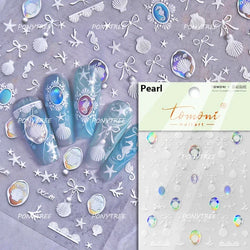 Dizzying Shell Coral Dolphin Starfish Heart Jellyfish Water Bubbles Ocean Adhesive Nail Art Decorations Stickers Manicure Decals (ONLINE ORDER ONLY)