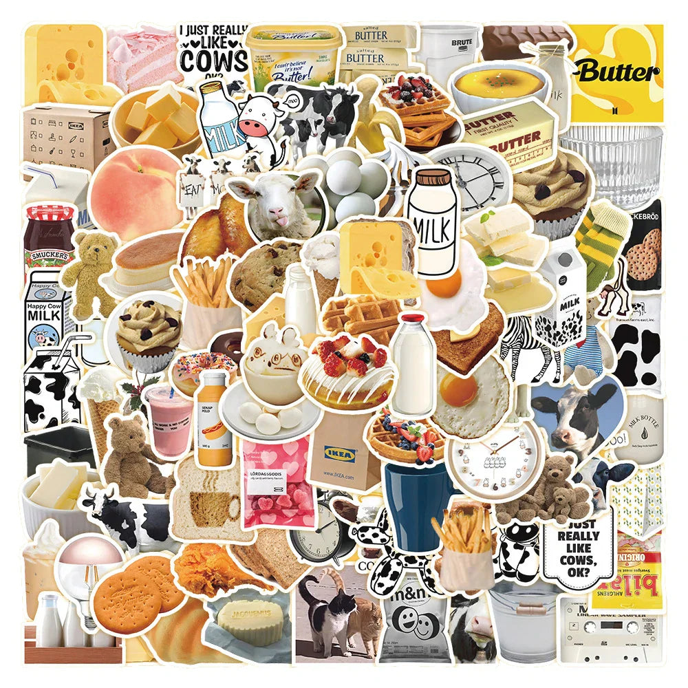 Cute Cartoon Cow Stickers - 10/30/60/120PCS for Laptop, Phone, Notebook, Suitcase, DIY (ONLINE ORDER ONLY)