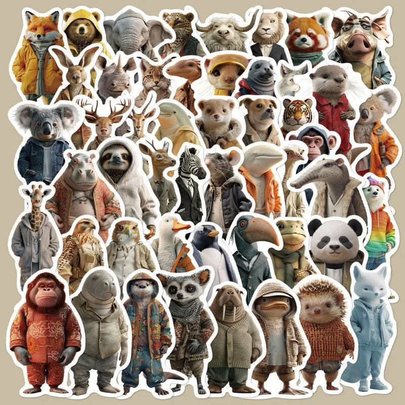 50pcs Animal Graffiti Stickers for Helmet, Wall, Desktop Decoration (Online Order Only)