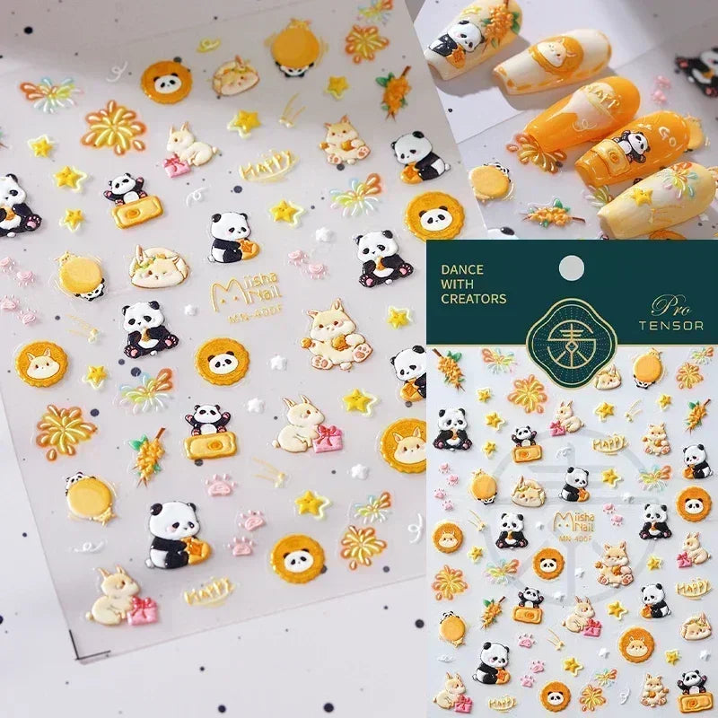 Lovely Dog Puppy Dream Heart Flower Star Pizza Food Sugar Skewers Strawberry Desserts Adhesive Nail Art Stickers Manicure Decals (Online Order Only)