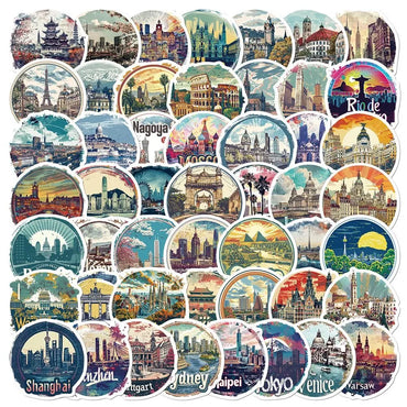 10/50PCS Cool Global Famous Travel City Landscape Stickers Landmark Buildings Decals DIY Phone Luggage Laptop Skateboard Sticker (ONLINE ORDER ONLY)