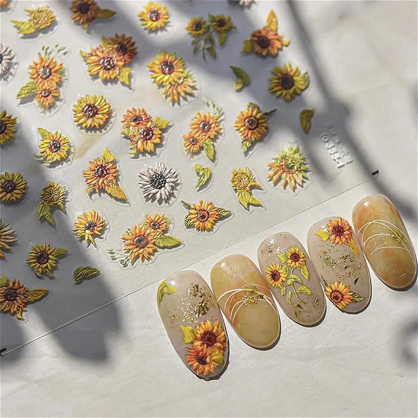 Autumn Fall Sunflower Rabbit Leaves Crane Rose Sun Mountain Hill Produce Good Harvests Cookie Nail Art Sticker Decoration Decals (ONLINE ORDER ONLY)
