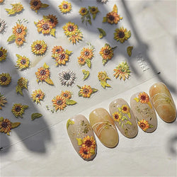 Autumn Fall Sunflower Rabbit Leaves Crane Rose Sun Mountain Hill Produce Good Harvests Cookie Nail Art Sticker Decoration Decals (ONLINE ORDER ONLY)