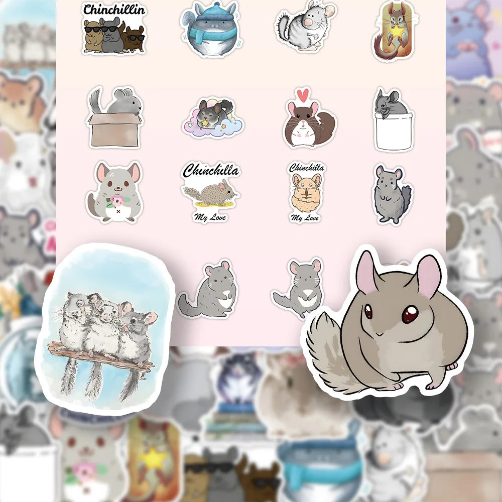 10/30/53PCS Chinchilla Cartoon Stickers Mouse Graffiti Sticker Animal Decoration Laptop Phone Guitar Car Bike Skateboard Decals (ONLINE ORDER ONLY)