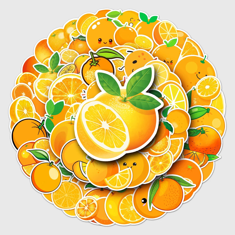 50Pcs Orange Cartoon Waterproof Skateboard Stickers Retro Decals (Online Order Only)