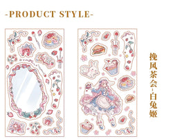 2 Sheets Cute Lolita Girl Decoration Sticker Aesthetics Hand Account DIY Collage Material Kawaii Stationery Scrapbooking Sticker (Online Order Only)