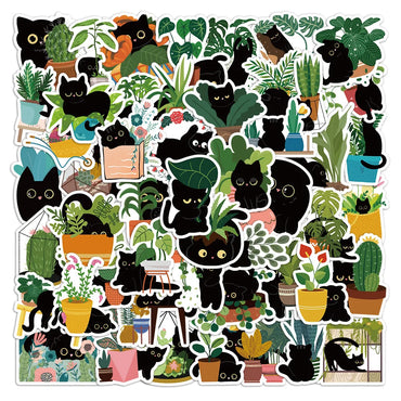 10/30/60PCS Cute Plants Cat Stickers Graffiti Cartoon Kawaii Animals Decals Kids Toys DIY Laptop Phone Skateboard Bike Suitcase (Online Order Only)