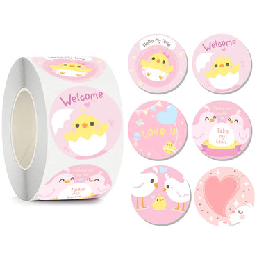 100-500pcs Kawaii Children Reward Stickers Creative School Supplies Cute Animal Encourage Sticker 2.5cm Circle Kids Toy Stickers (Online Order Only)
