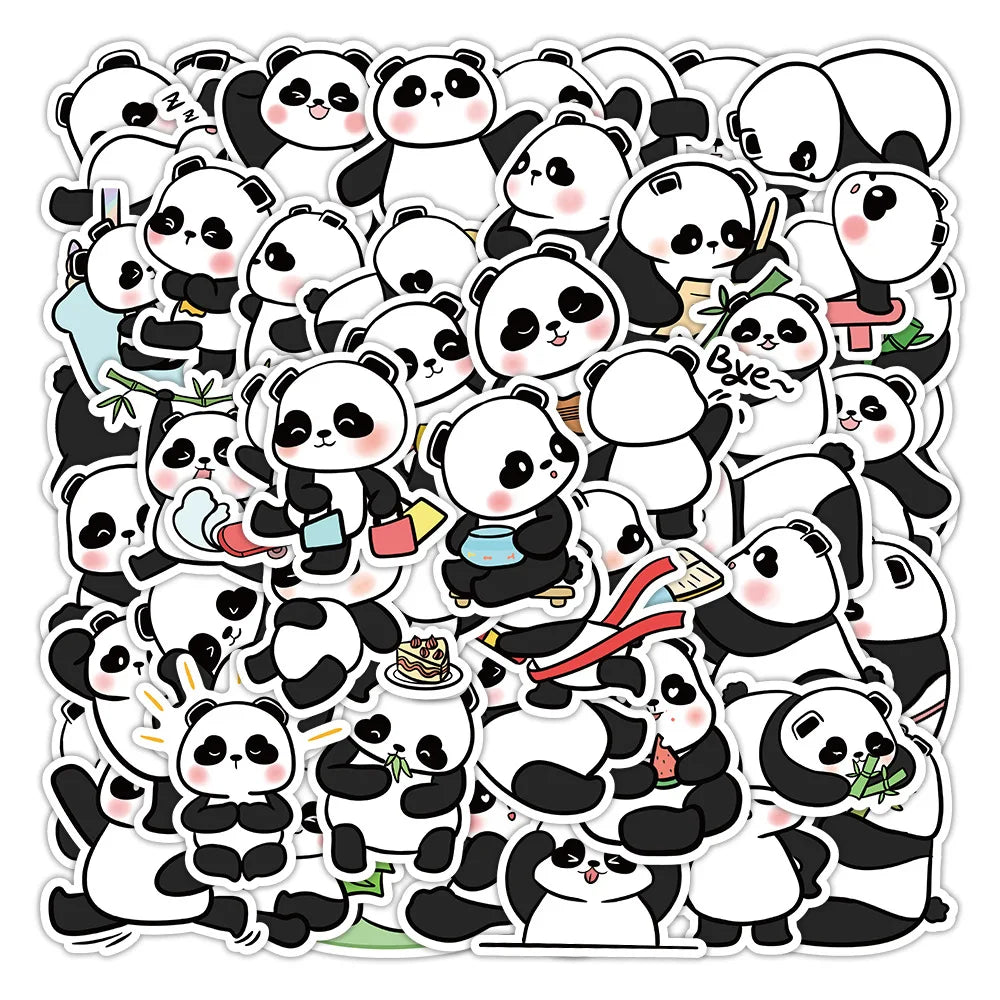 10/30/50PCS Kawaii Panda Stickers Funny Animal Cartoon Decals Waterproof Phone Notebook Helmet Stationery Kids Sticker DIY Toys (ONLINE ORDER ONLY)