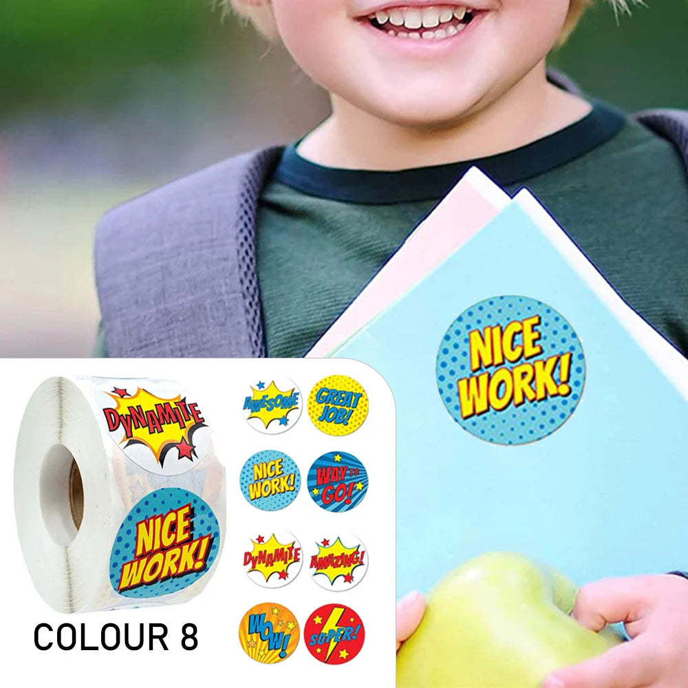 100-500pcs Cute Reward Stickers Roll with Word Motivational Stickers for School Teacher Kids Student Stationery Stickers Kids (Online Order Only)