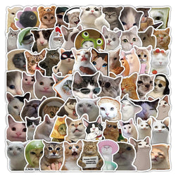 Kawaii Cat Meme Stickers 10/30/50/100pcs Waterproof Decals for Laptop, Car, Fridge, Notebook (Online Order Only)