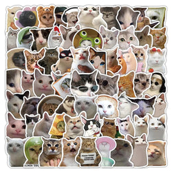 Kawaii Cat Meme Stickers 10/30/50/100pcs Waterproof Decals for Laptop, Car, Fridge, Notebook (Online Order Only)