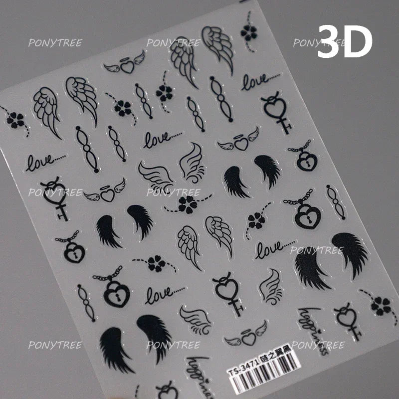 Black Cat Kitten Glasses Camera Timepiece Shoe Notebook Vase Pen Teapot Bowknot Item Adhesive Nail Art Stickers Manicure Decals (Online Order Only)