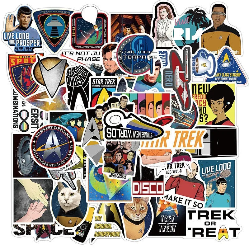 50pcs Star Trek Stickers for Laptop, Phone, Car, Scooter, Suitcase, Water Bottle, Refrigerator (Online Order Only)