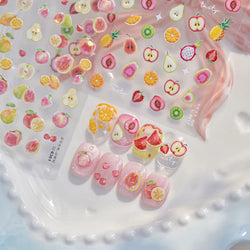 Fig Guava Pitaya Honey Peach Oranges Watermelon Strawberry Apple Pineapple Fruit Nail Art Decoration Stickers Manicure Decals (ONLINE ORDER ONLY)