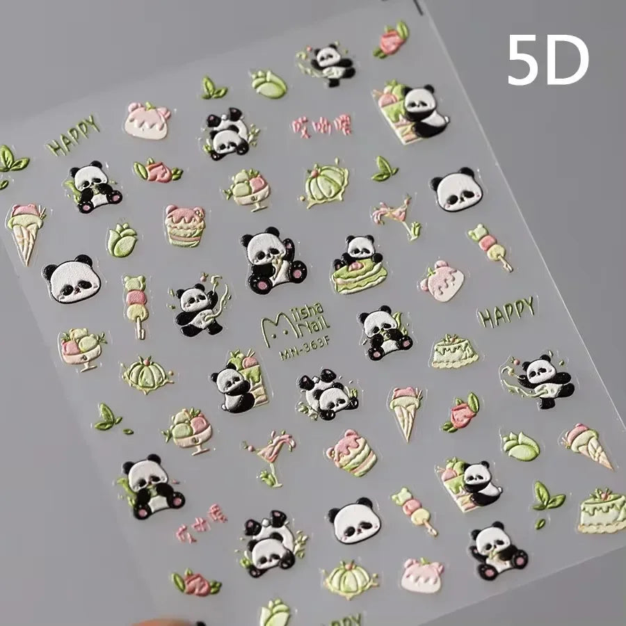 Retro Love Heart White Lace flower Bowknot Tie Pink Bear Flower Strawberry Adhesive Nail Art Stickers Rhinestone Manicure Decals (ONLINE ORDER ONLY)