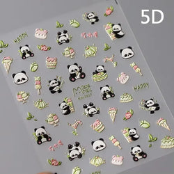 Retro Love Heart White Lace flower Bowknot Tie Pink Bear Flower Strawberry Adhesive Nail Art Stickers Rhinestone Manicure Decals (ONLINE ORDER ONLY)