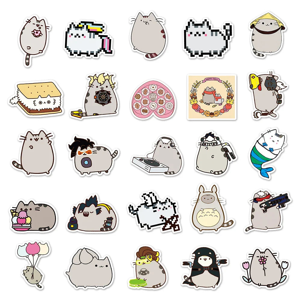10/30/50PCS Kawaii Chunky Cat Stickers Cute Animal DIY Toy For Kids Stationery Notebook Phone PVC Waterproof Sticker Decorative (ONLINE ORDER ONLY)