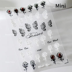 French Romantic Lace Flower Fabric Art Pearl Pendant Portrait Bowknot Textile Printing Delicate Nail Art Stickers Manicure Decal (ONLINE ORDER ONLY)