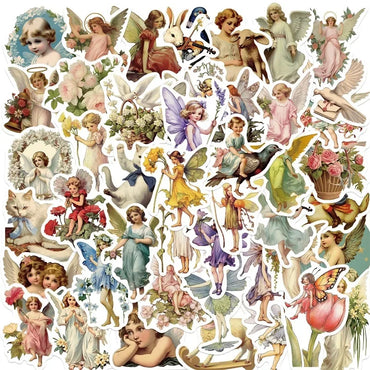 10/30/50PCS Vintage Painting Angel PVC Sticker Aesthetic Chidlren's Stationery Decoration Scrapbooking School Supplies for Kids (ONLINE ORDER ONLY)