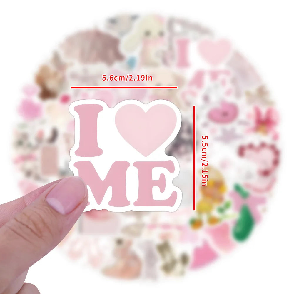 10/30/60PCS Funny Pink Coquette Stickers Toys Cute Cartoon Decals DIY Skateboard Fridge Notebook Fridge Guitar Kawaii Sticker (ONLINE ORDER ONLY)