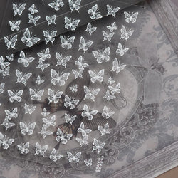 Charming Beautiful Black White Small Butterfly Flower Petal Love Heart Bowknot 5D Self Adhesive Nail Art Sticker Manicure Decals (Online Order Only)