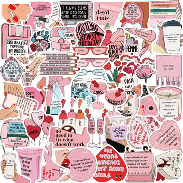 10/50pcs Cute Pink Inspirational Quote Stickers Motivational Decals for Water Bottle Laptop Phone Skateboard Helmet Gift Sticker (ONLINE ORDER ONLY)