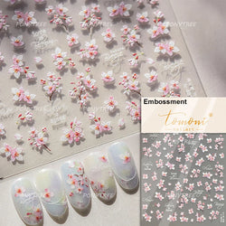 Cute Spring Flowers Purple Blue White Bowknot Rose Garden Daisy 5D Soft Embossed Relief Adhesive Nail Art Sticker Manicure Decal (ONLINE ORDER ONLY)