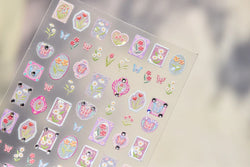 Retro Tulip Flowers Daisy Photo Frame Geometric Border Bowknot Butterfly Soft Relief Adhesive Nail Art Stickers Manicure Decals (ONLINE ORDER ONLY)