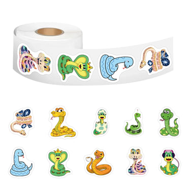 100-500pcs Cute Cartoon Snake Stickers for Laptop Phone Stationery Cup Scrapbook DIY Animals Kids Reward Sealing Label Sticker (ONLINE ORDER ONLY)