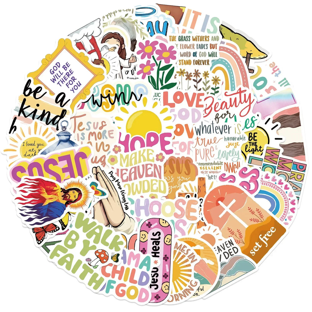 Jesus Christian Stickers 10/30/50pcs Waterproof for Phone Laptop Car Luggage Wall (Online Order Only)