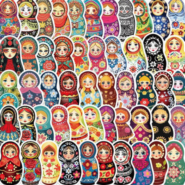 10PCS Russian Doll Stickers Waterproof for Luggage, Guitar, Laptop, DIY Decor (ONLINE ORDER ONLY)