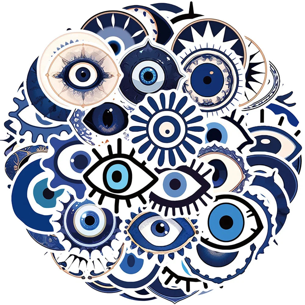 Evil Eye Cartoon Stickers Pack for Luggage, Guitar, Skateboard, Kid Toy, DIY Decal (Online Order Only)