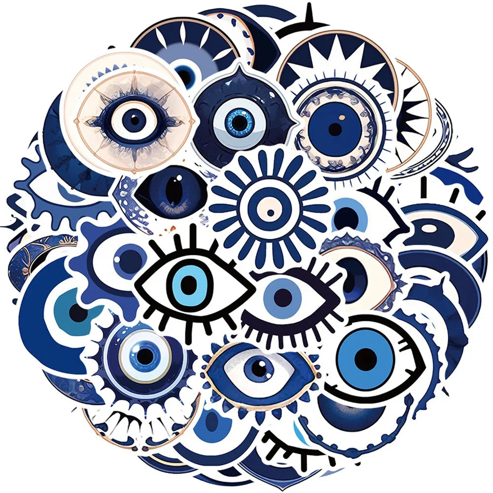 Evil Eye Cartoon Stickers Pack for Luggage, Guitar, Skateboard, Kid Toy, DIY Decal (Online Order Only)