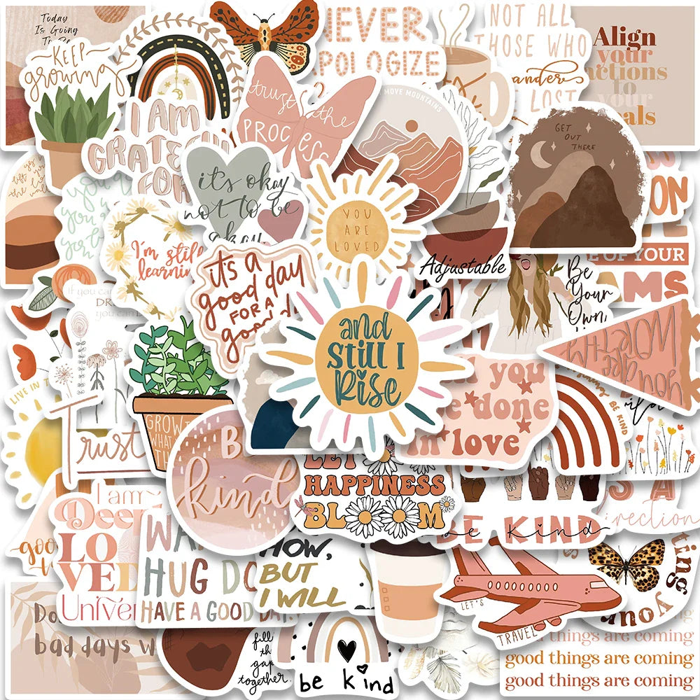 50PCS Boho Vintage Art Stickers for Guitar, Phone, Laptop, Scrapbook, Notebook (Online Order Only)