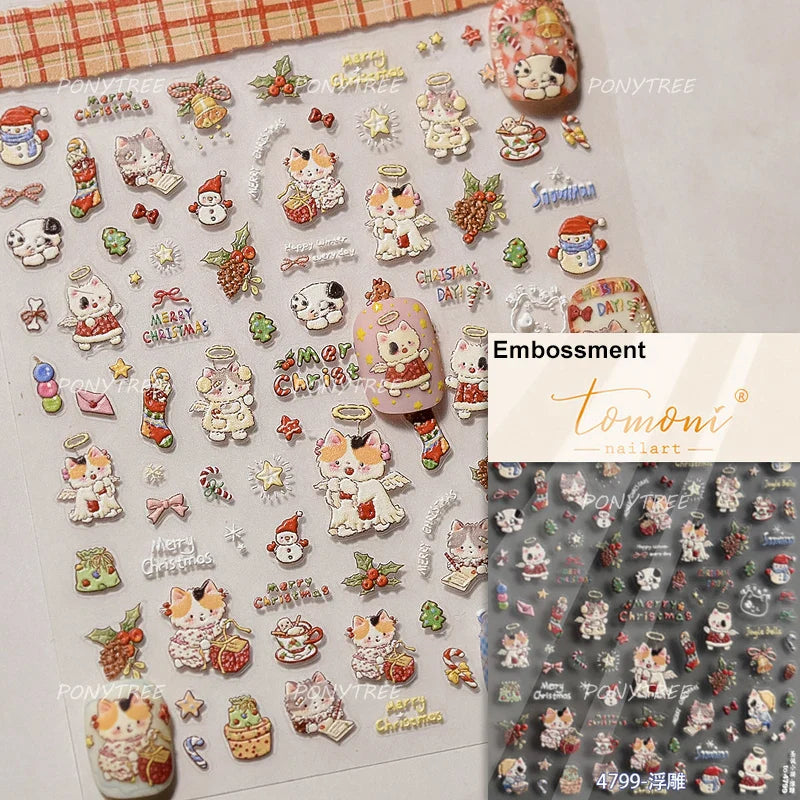 Cute Cat Cherry Sweet Cake Dog Butter Cookie Coffee Strawberry Jam Ice Cream Adhesive Nail Art Decoration Sticker Manicure Decal (Online Order Only)