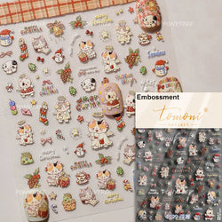 Cute Cat Cherry Sweet Cake Dog Butter Cookie Coffee Strawberry Jam Ice Cream Adhesive Nail Art Decoration Sticker Manicure Decal (Online Order Only)