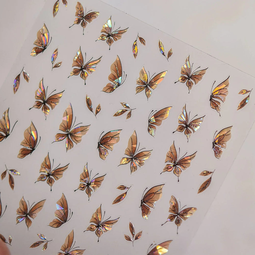 Dreamy Charming Shiny Beautiful Black White Butterfly Flower Love Heart Bowknot 5D Self Adhesive Nail Art Sticker Manicure Decal (ONLINE ORDER ONLY)