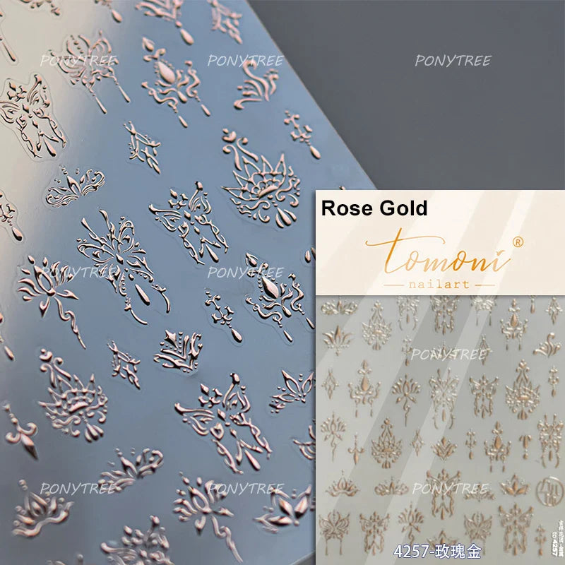 Embroidery Yunjin Brocade Tassels Bowknot Butterfly Flower Rose Camellia Adhesive Nail Art Stickers Rhinestone Manicure Decals (Online Order Only)