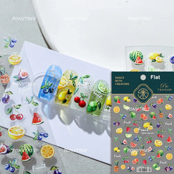Strawberry Retro Lace Border  Flower Lovely Fruit Pearl Pendant Leaves Self Adhesive Nail Art Stickers Manicure Decal Wholesale (Online Order Only)