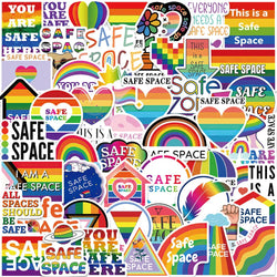 Funny Rainbow Safe Space Stickers Waterproof Decals for Skateboard, Motorcycle, Luggage, Phone, Car - 10/30/50pcs (Online Order Only)