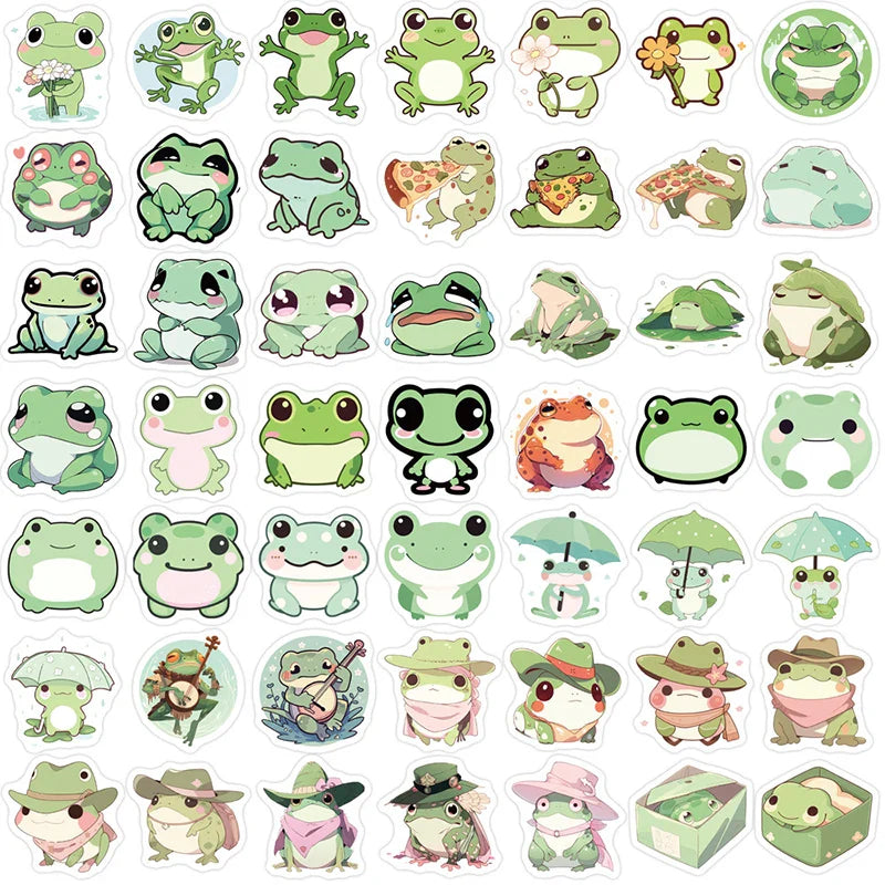 10/30/100PCS Cute Little Frog PVC Sticker Aesthetic Stationery School Supplies DIY Decoration Korean Scrapbooking for Kids (ONLINE ORDER ONLY)