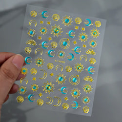 1PC Holographic Laser Heart Nail Stickers-3D Self-Adhesive Golden White Valentines Day Nail Decals For Women Nail Art Decoration (ONLINE ORDER ONLY)
