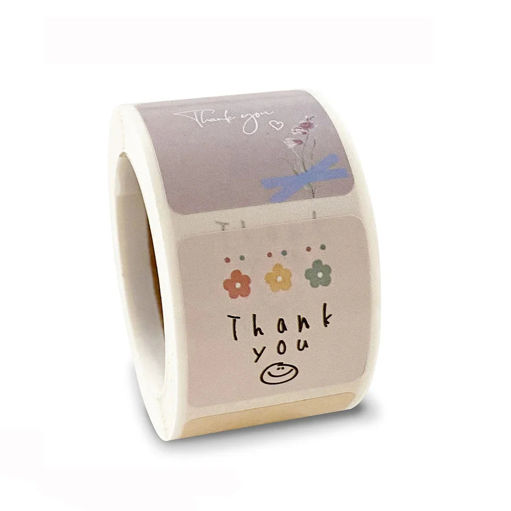 50-300pcs Cute Cartoon Floral Thank You Stickers Holiday/Birthday/Wedding Party Gifts Decor Seal Sticker Baking Envelope Labels (ONLINE ORDER ONLY)