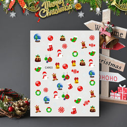 3D Gold Glitter Snowflake Nail Sticker Winter Reflective Elk Star Balloon Christmas Tree Foil Xmas New Year Decal Tips Decoratio (ONLINE ORDER ONLY)