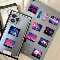 10/30/52pcs Laser INS Vaporwave Aesthetic Stickers Skateboard Scrapbook Phone Laptop Luggage Cartoon Cool Sticker Decals Kid Toy (ONLINE ORDER ONLY)